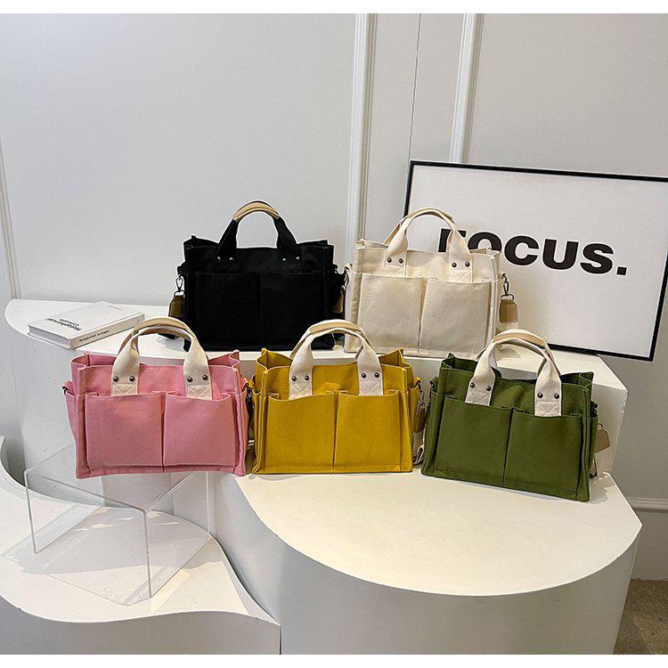 2024 Multi-Layer Color Block Canvas Crossbody Tote Bag for Mommies