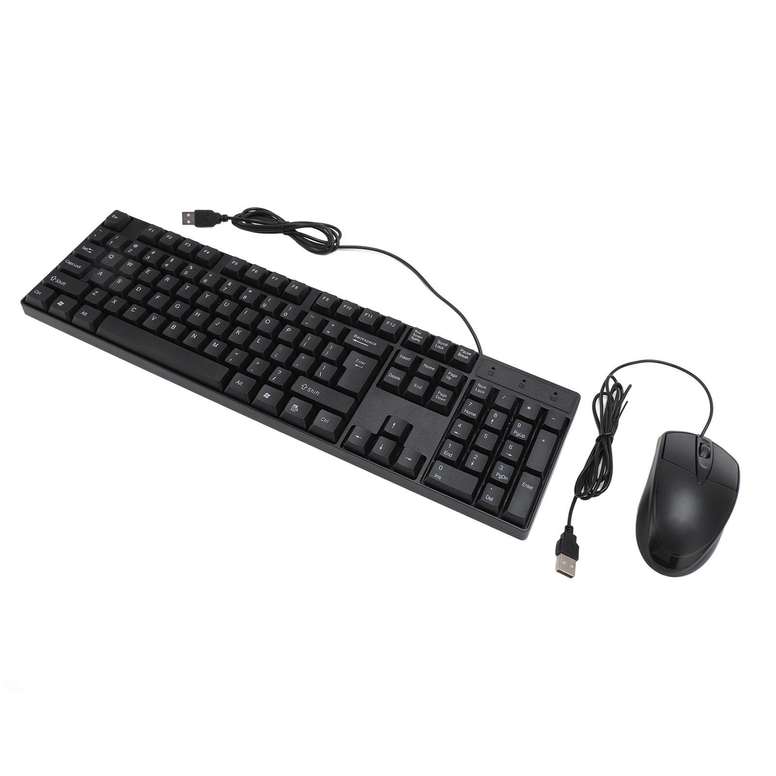 

Wired USB Keyboard Mouse Set Ergonomic 104 Keys Keyboard Comfortable Grip Mouse for Game Business