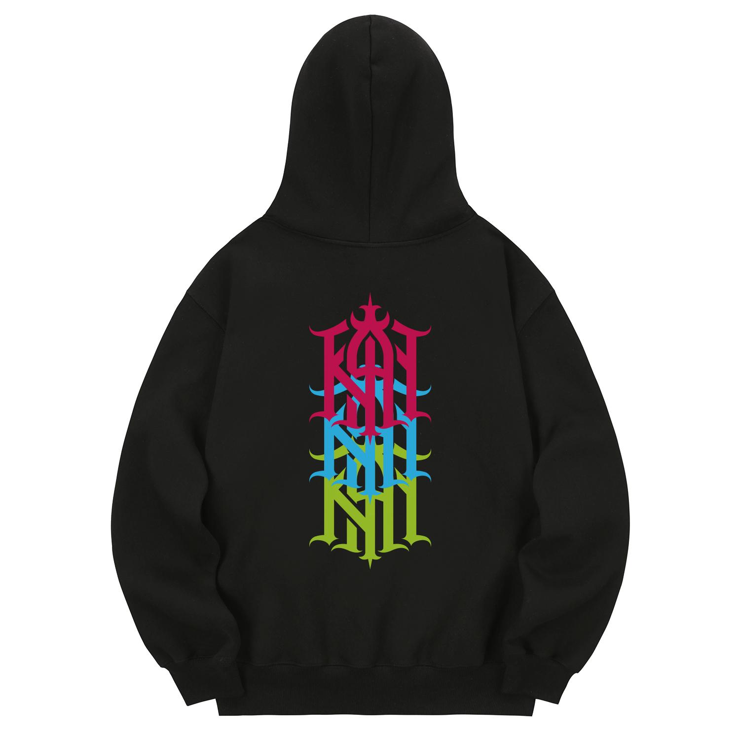 Khan 6312 Khb0046 Khan Symbol Cross Fleece Hoodie - Black Xl