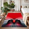 Anti‑Slip Crystal Velvet Floor Rug, Scuderia Ferrari Design Carpet for Indoor Living Bedroom Home Decoration