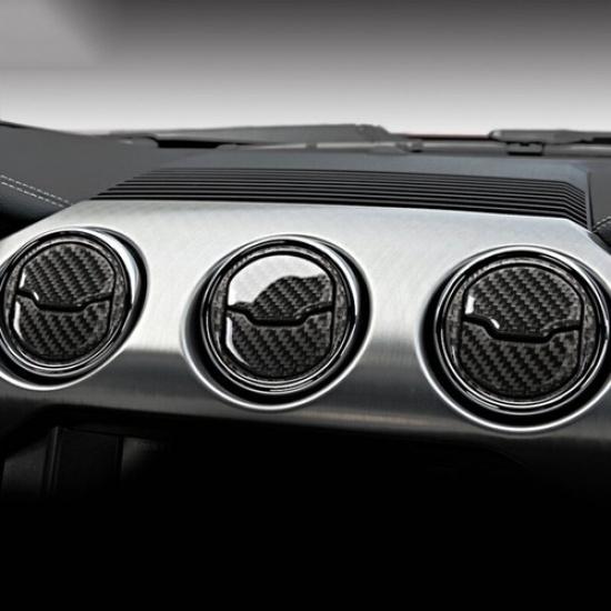 9Pcs Carbon Fiber Interior Air Vent Outlet Cover Trim For Ford Mustang 2015-