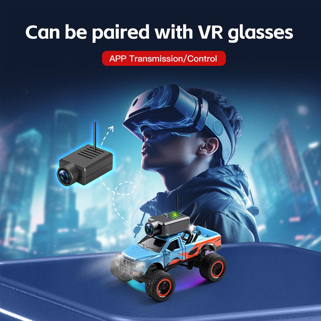 1:64 Mini RC Car, 2.4G 4WD FPV Remote Control Off Road Vehicle with HD Camera, Gyro, LED Lights, APP Controlled Model
