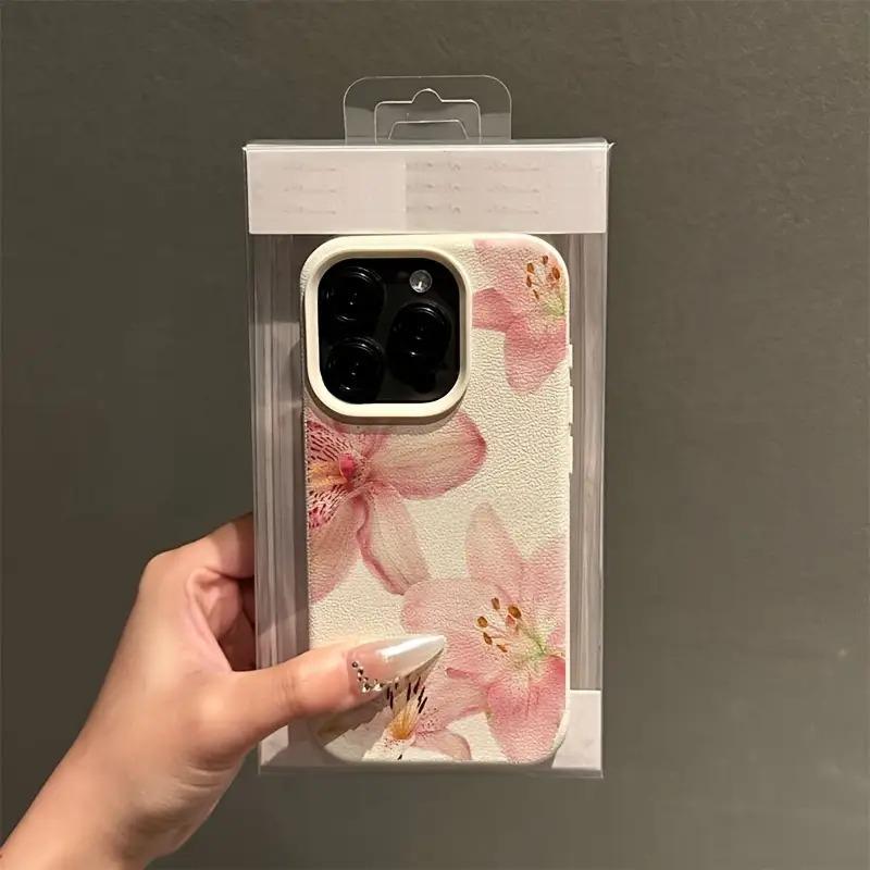 Elegant Pink Lily Flower Phone Case for iPhone 17 16 15 14 13 12 11 Pro Max Floral Soft Silicone Shockproof Female Cover