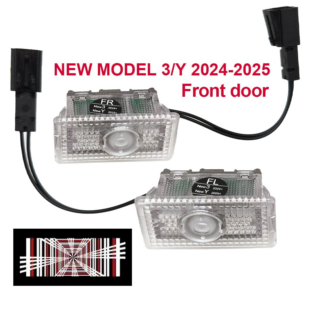 2Pcs Fashion LED Car Door Welcome Light Logo Projector for Tesla Model 3/Y 24-25 Model 3 17-23 Model Y 21-24