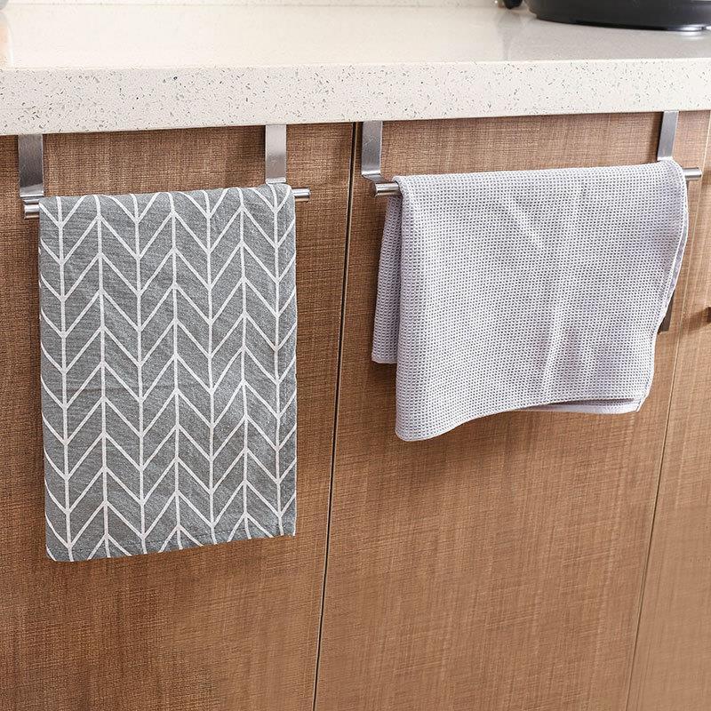 Towel Rack Over Door Towel Bar Hanging Holder Stainless Steel Kitchen Cabinet Bathroom Towel Rag Rack Home Organizer Hanger