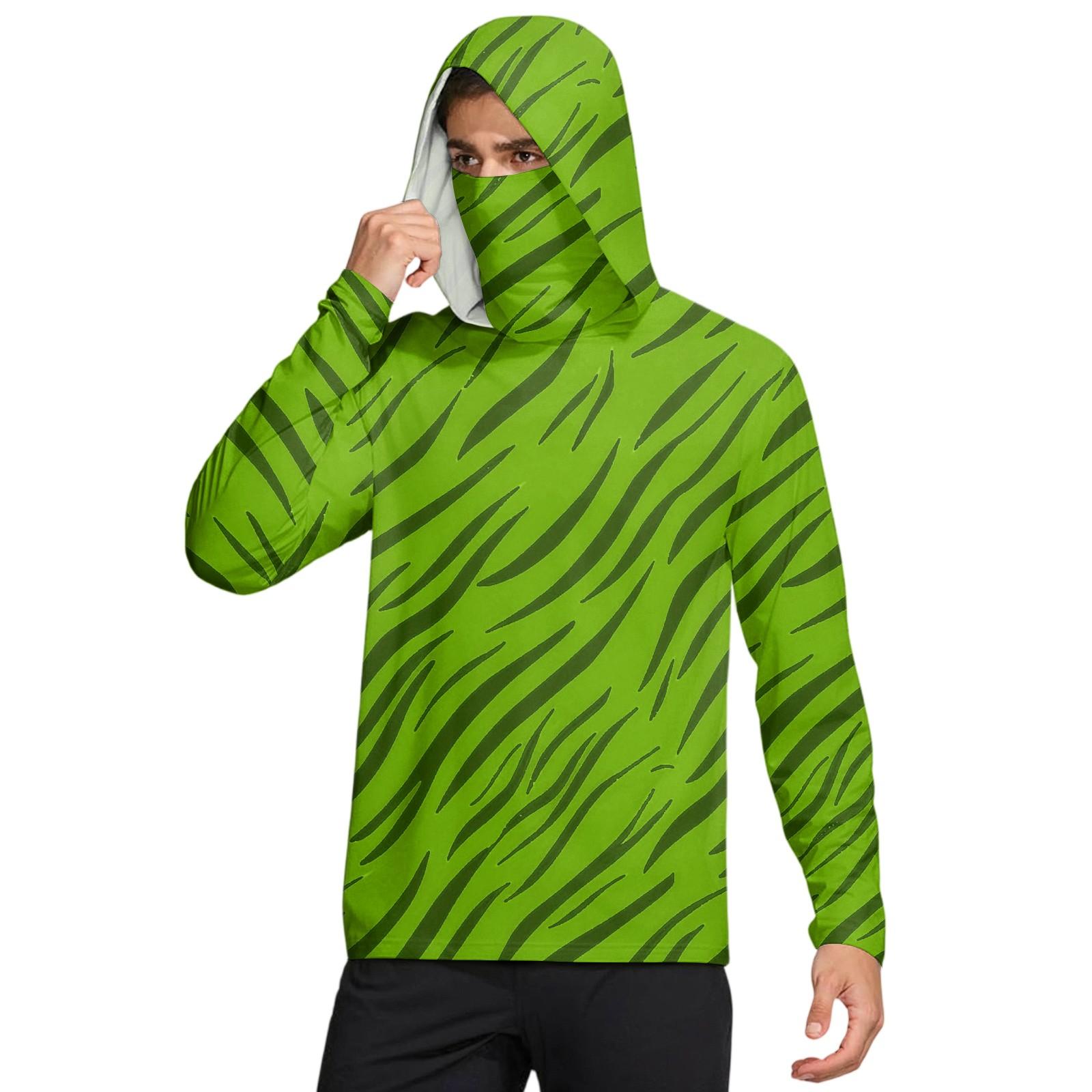 

Мужская рубашка с маской Легкая с длинным рукавом Капюшон Для пеших прогулок Рыбалки Для выступлений M зелёный