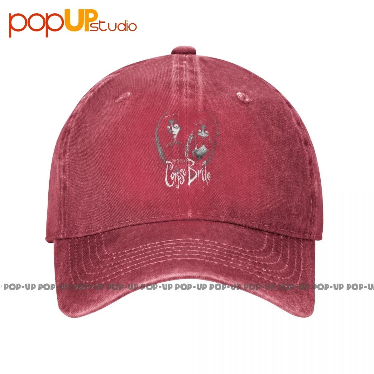 Tim Burtons Corpse Bride Bride And Groom Washed Denim Baseball Cap Trucker Hats Unique Streetwear One Size