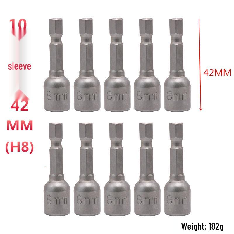 8mm Hexagonal Magnetic Power Air Driver Socket, 42mm Long, CR-V Chrome Vanadium Steel