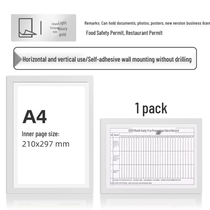 Wall-Mounted Transparent Protective Cover for Original and Duplicate Business and Food Hygiene Licenses