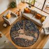 1pc Medieval Unicorn Hunting Round carpet Painted Printed circular carpet, home door mat, outdoor travel protection carpet