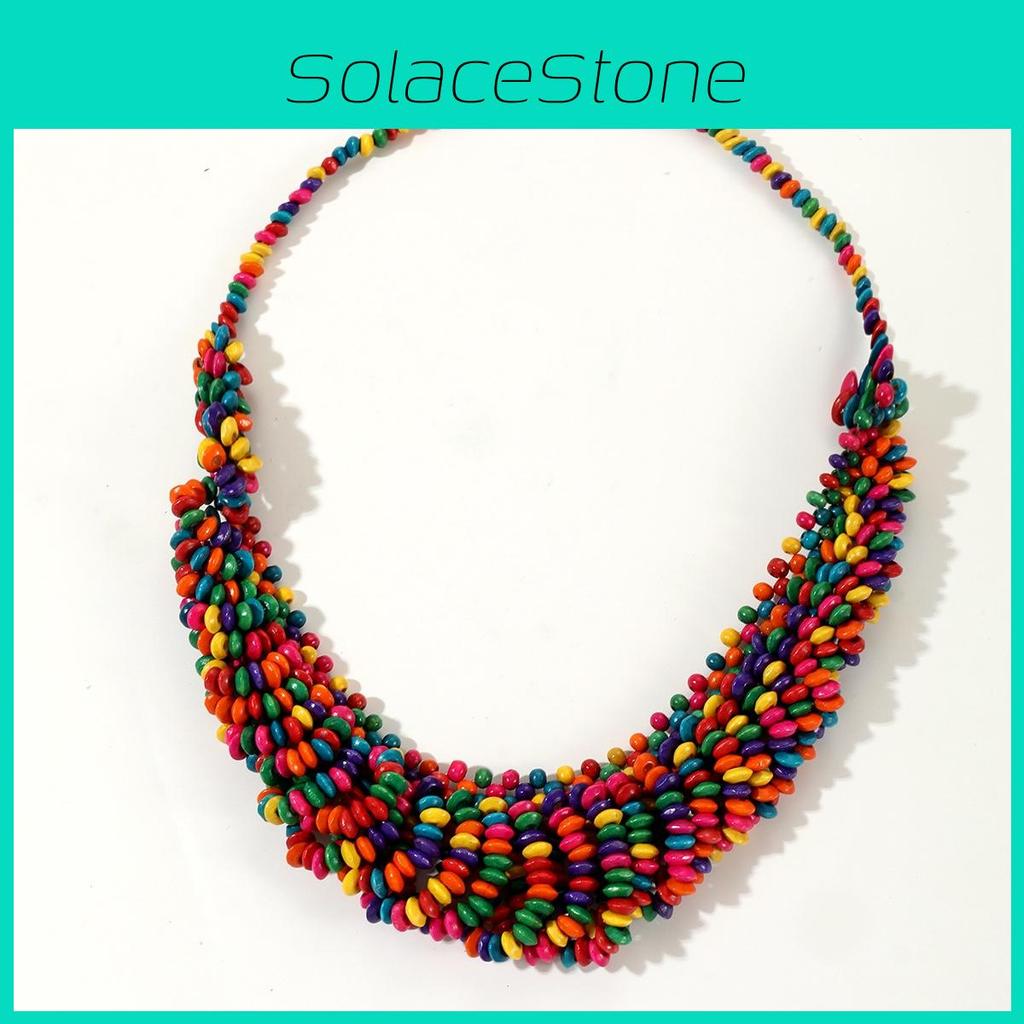 Creative Colored Wooden Bead Woven Necklace Neck Accessories For Daily Wear