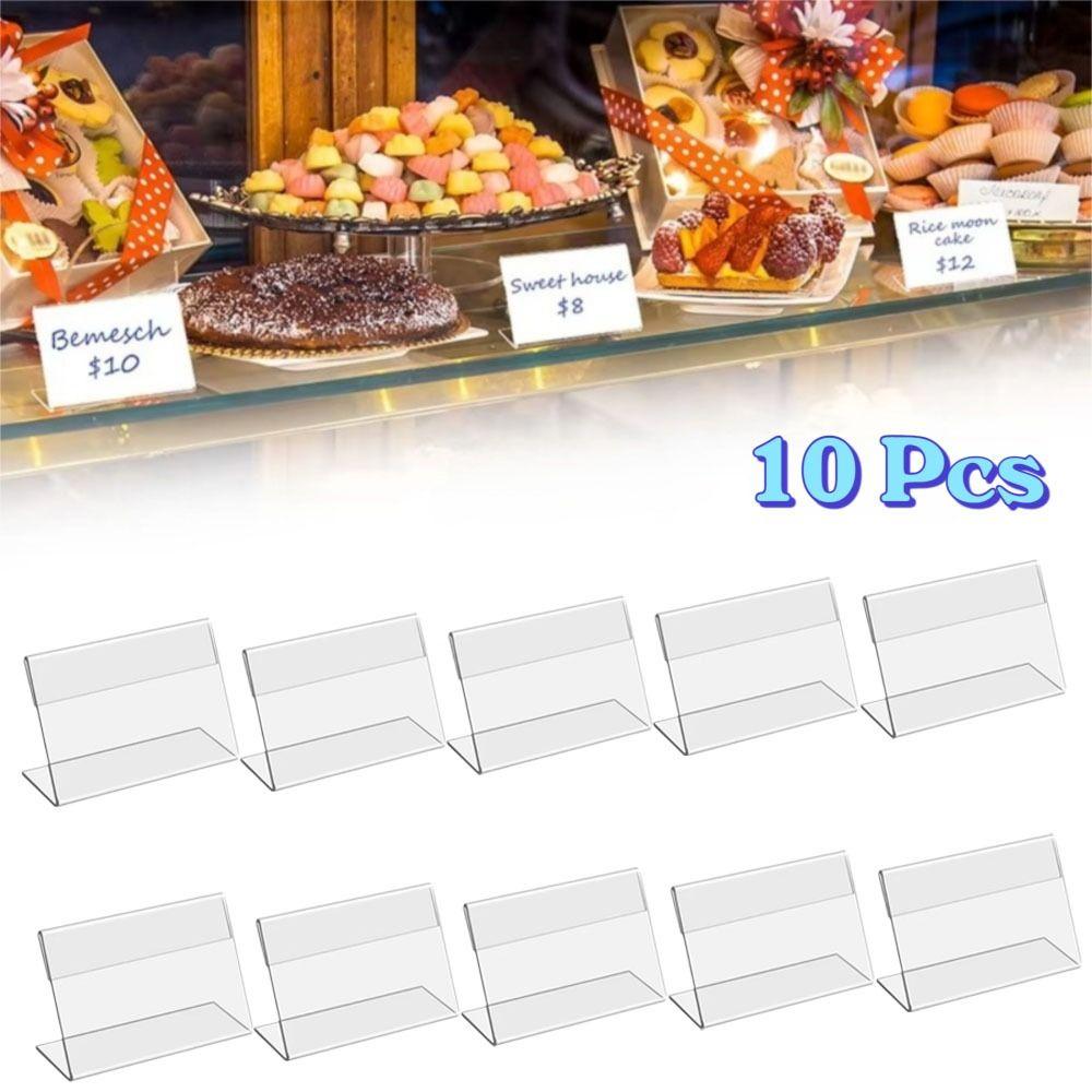 10Pcs Acrylic Small Label Holder Clear Sign Card Stand New Price Tag Clip Stand