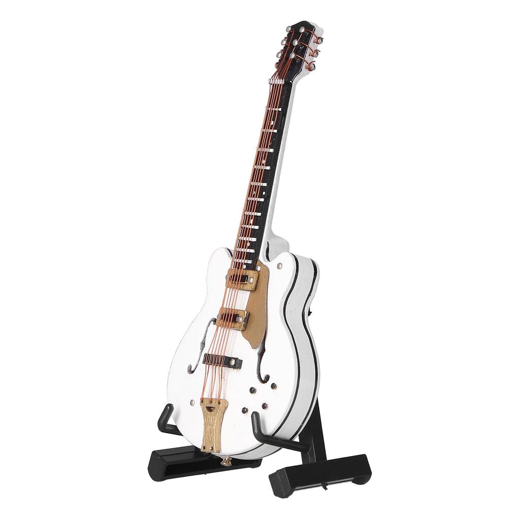 Guitar Model Mini Exquisite White Musical Instrument Handicraft Ornament for Home Office Decoration