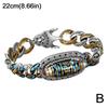 Turquoise Six-character Mantra Nine-eyed Dzi Bead Bracelet, Style W Tibetan H6I0