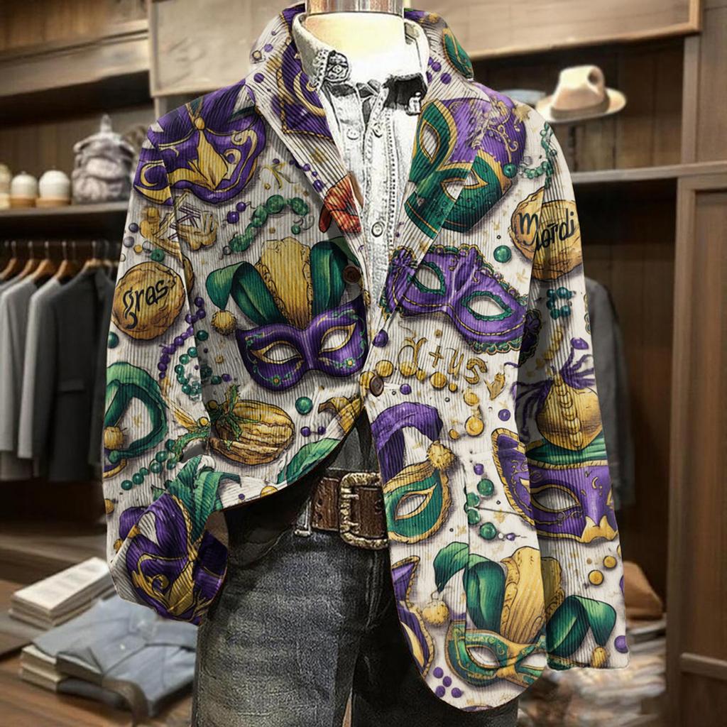 Herren Business Casual Mode Bedruckte Cordjacke