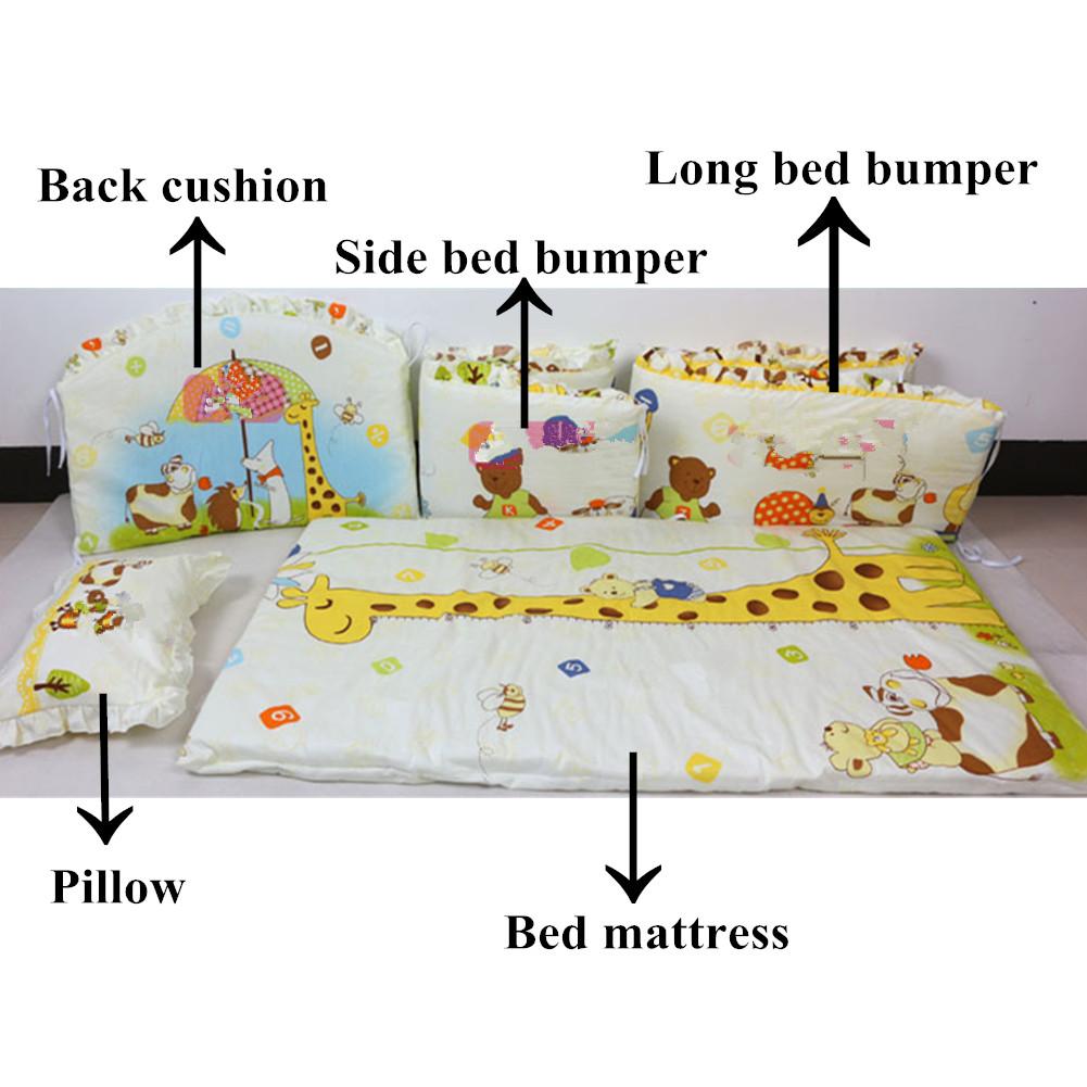 5Pcs Cartoon Animated Crib Bed Bumper 100 Cotton Comfortable Children S Bed Protector Washable Set