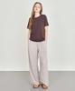 BASIC HOUSE Women'S Breathable Elastic Waist Wide Pants Dark Beige