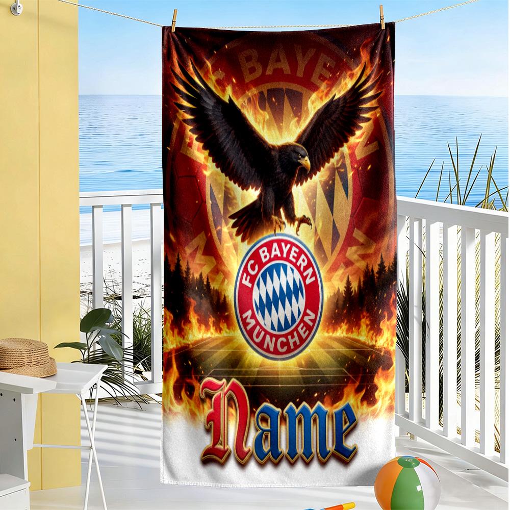 Fc Bayern Munich Champions Personalized Name Beach Towel Super Soft Microfiber Quickdry Fabric Suitable for Swimming Gym Camping Yoga Vacation