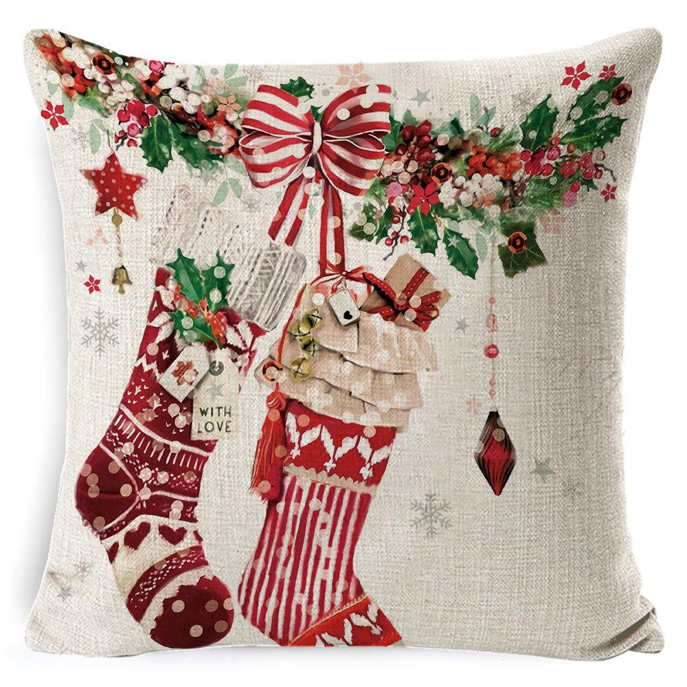 Christmas Pillowcase Gray and White Plaid Office Lumbar Support Home Bedside Cushion Car Neck Cushion