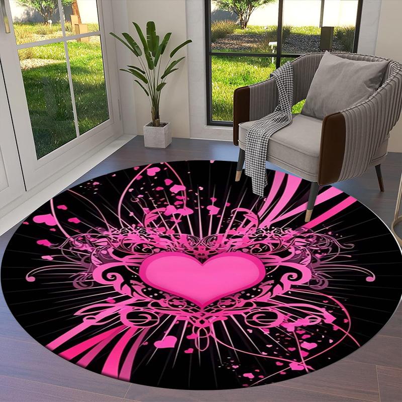 1pc Heartburst Round Carpet, Made of Polyester,Perfect for Decorating Office Chairs, Living Rooms,fplt264