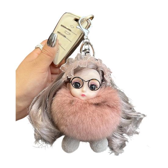 Keychain Pendant Girl Style Plush Doll Charm Soft Stuffed Key Holder Backpack Car Wallet Bag Accessory