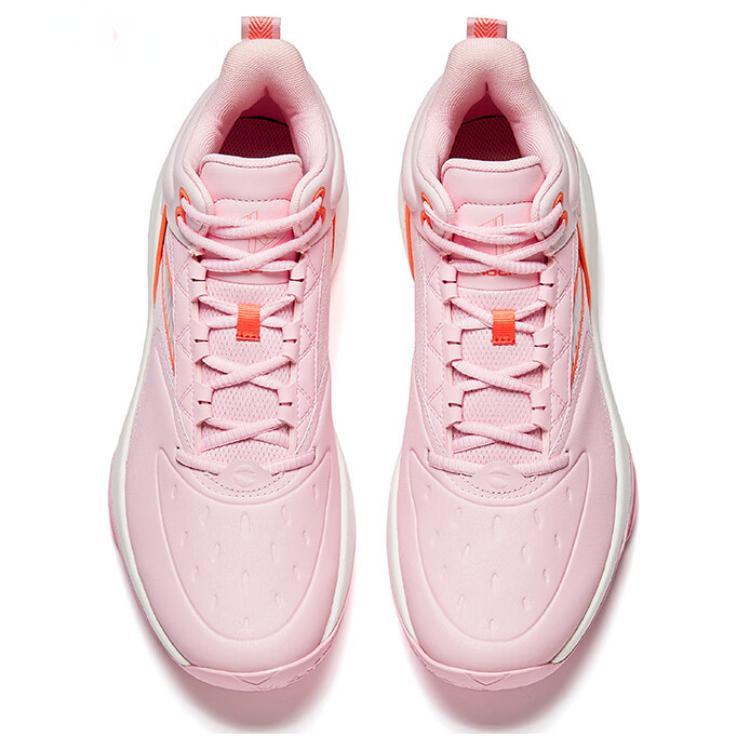 New Anta Non Slip Wear Resistant Shock Absorption High Top Basketball Shoes Men's Pink Orange 912511604Q-4