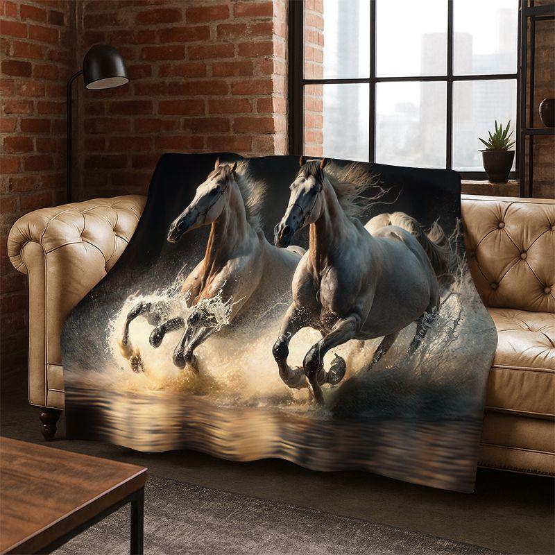 Horse Pentium Steed Animal Cartoon Flannel Blanket Soft Warm Throw Blanket for Bedroom Living Room Bed Travel Camping Picnic