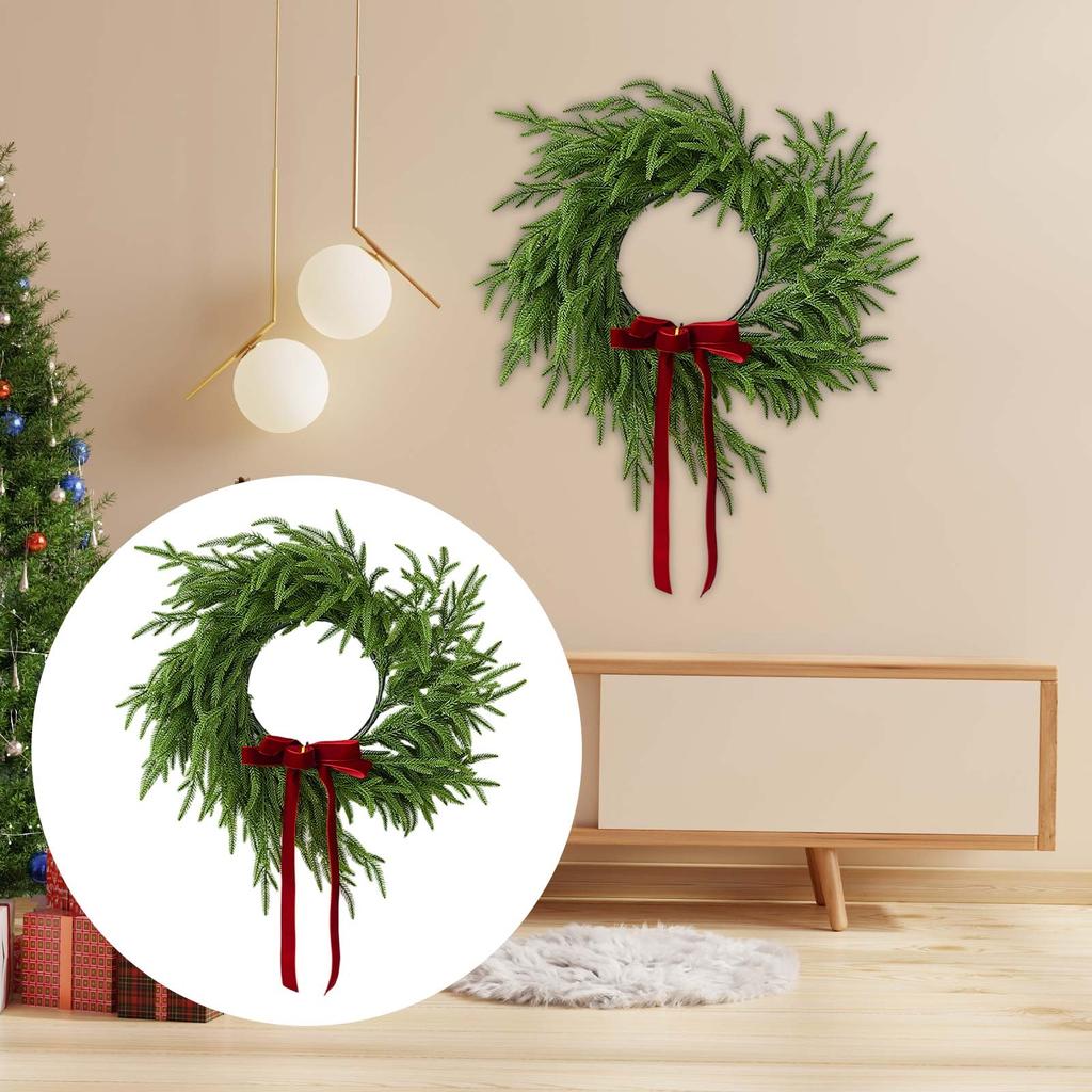 Norfolkský věnec na vchodové dveře, Umělý věnec, Realistický věnec ze zelených umělých listů na zeď, okno