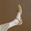 Fashion Womens Shoes 2025 Summer Round Toe Breathable Female Med Clear Heels Luxury Comfort Girls Beige Medium Sandal