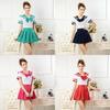 Elegant 3pcs Sailor Uniform Cosplay Costume Featuring Soft Polyester Fabric Design