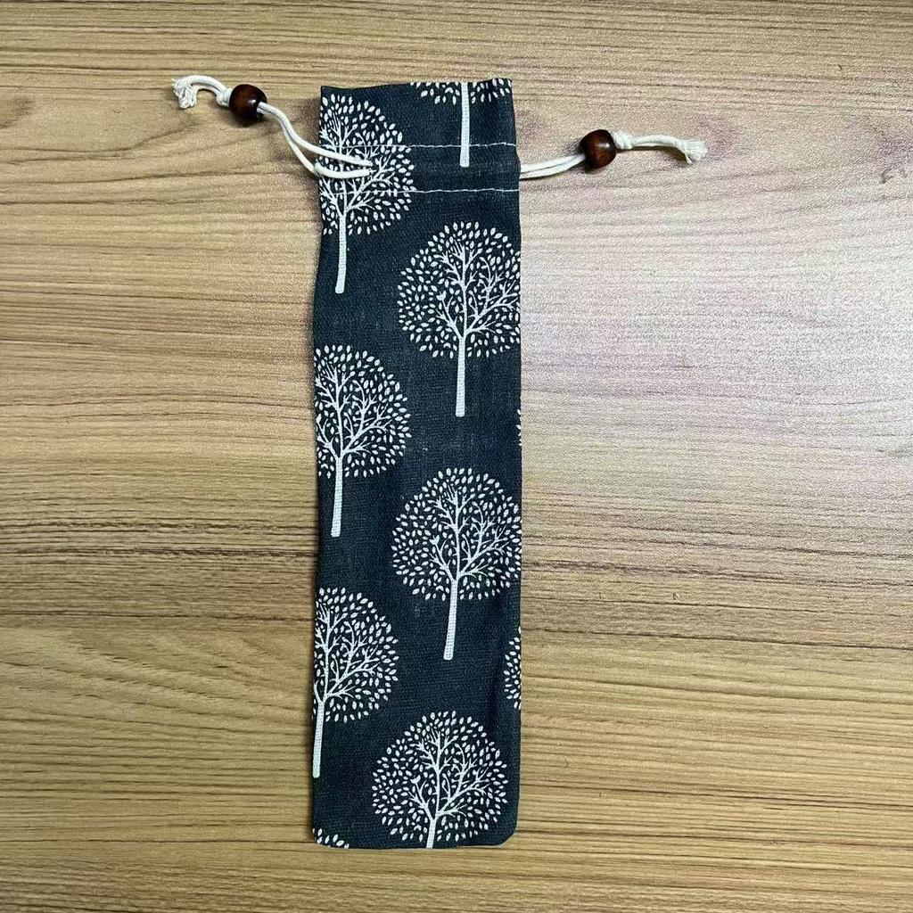 Portable Travel Cutlery Bag - Drawstring Cloth Sleeve for Chopsticks, Knife, Fork & Spoon