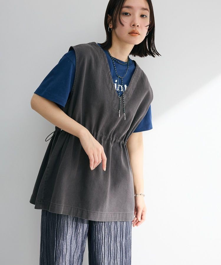 Sweater Pigment Drawstring Charcoal Gray [Green Parks] Vest, Vest, Women's,