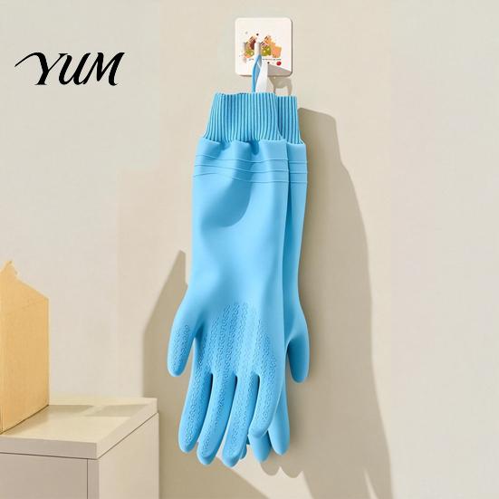 Thickened Velvet Cleaning Gloves Fleece Lined Dishwashing for Housework, Waterproof PVC Rubber Gloves, Anti-slip Housework Grip Warm Lining