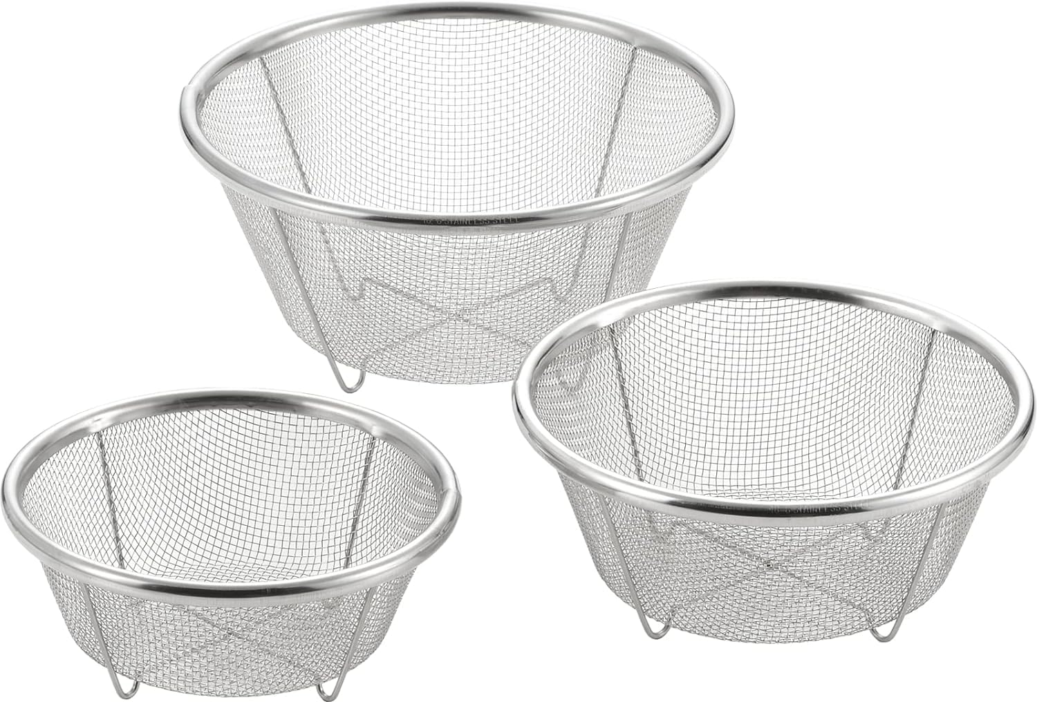 Yoshikawa Stainless Steel Mini set Mizulead II Gift Wrapping Specification SJ3466 Japanese-made Colander, 3-size (13, 15, 17m),