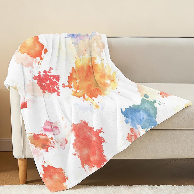 Thick Warm Flannel Blanket, Soft Skin-Friendly Watercolor Throw for Couch, Bedroom & Living Room Christmas & Halloween Cozy Home Decor Vibe