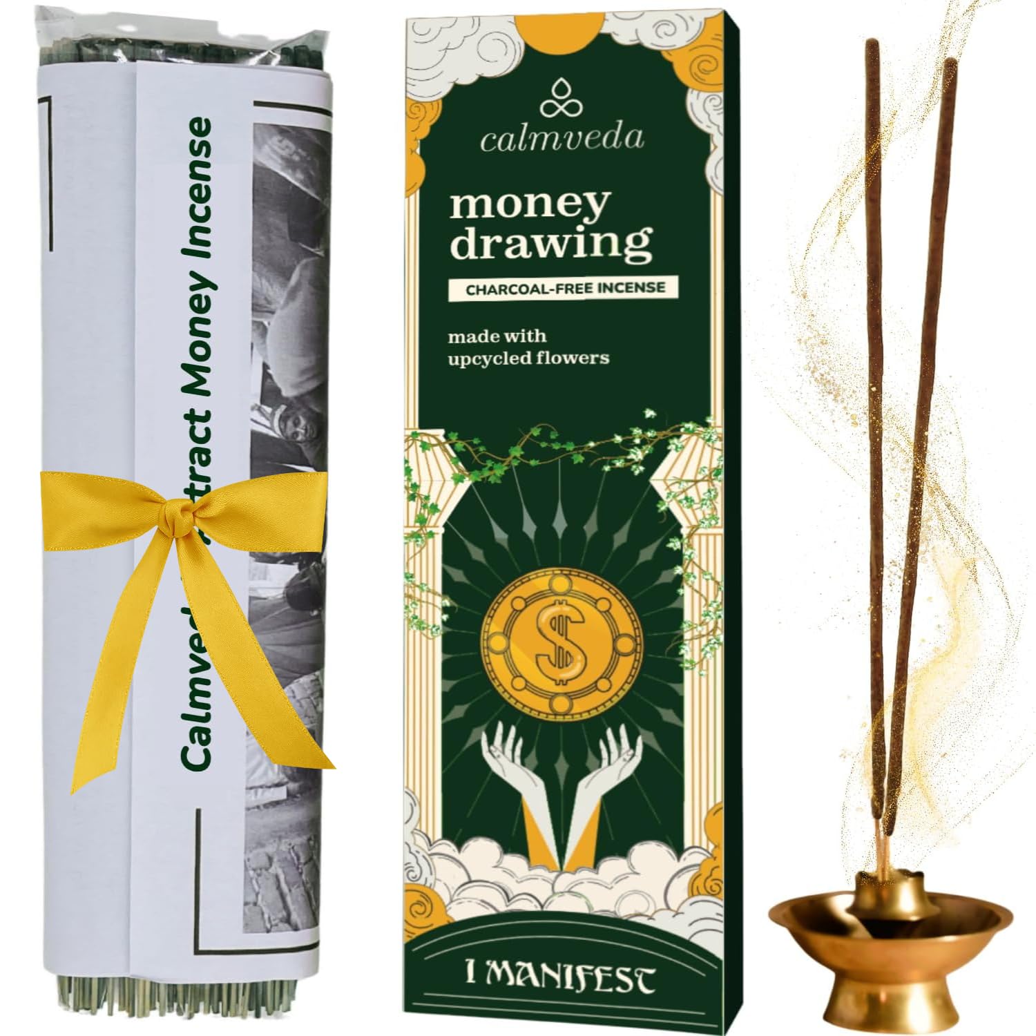 CALMVEDA Attract Money Incense Sticks - for Manifestating Abundance 80+ Sticks