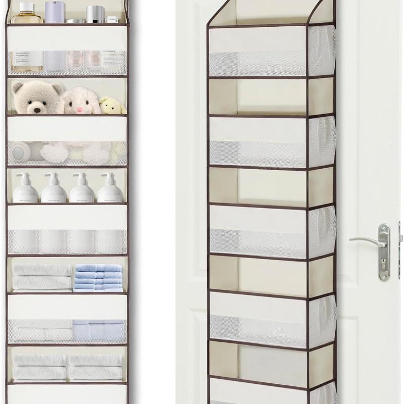 Over the Door Organizer Storage 5 Shelf Hanging Door Organizer with 5 Large Capacity Pockets for Bedroom Bathroom 1pcs