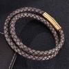 Steel Snaps Bracelet Retro Multilayer Genuine Leather Bangles Braided Wrap Trendy Bracelet Friendship Gift