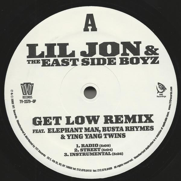 

12-дюймовая пластинка LIL JON & THE EAST SIDE BOYZ - Get Low (Ремикс) / Опустись ниже (Merengue TV23790P TVT Records 2003 США Рэп и хип-хоп/R&B Б/у