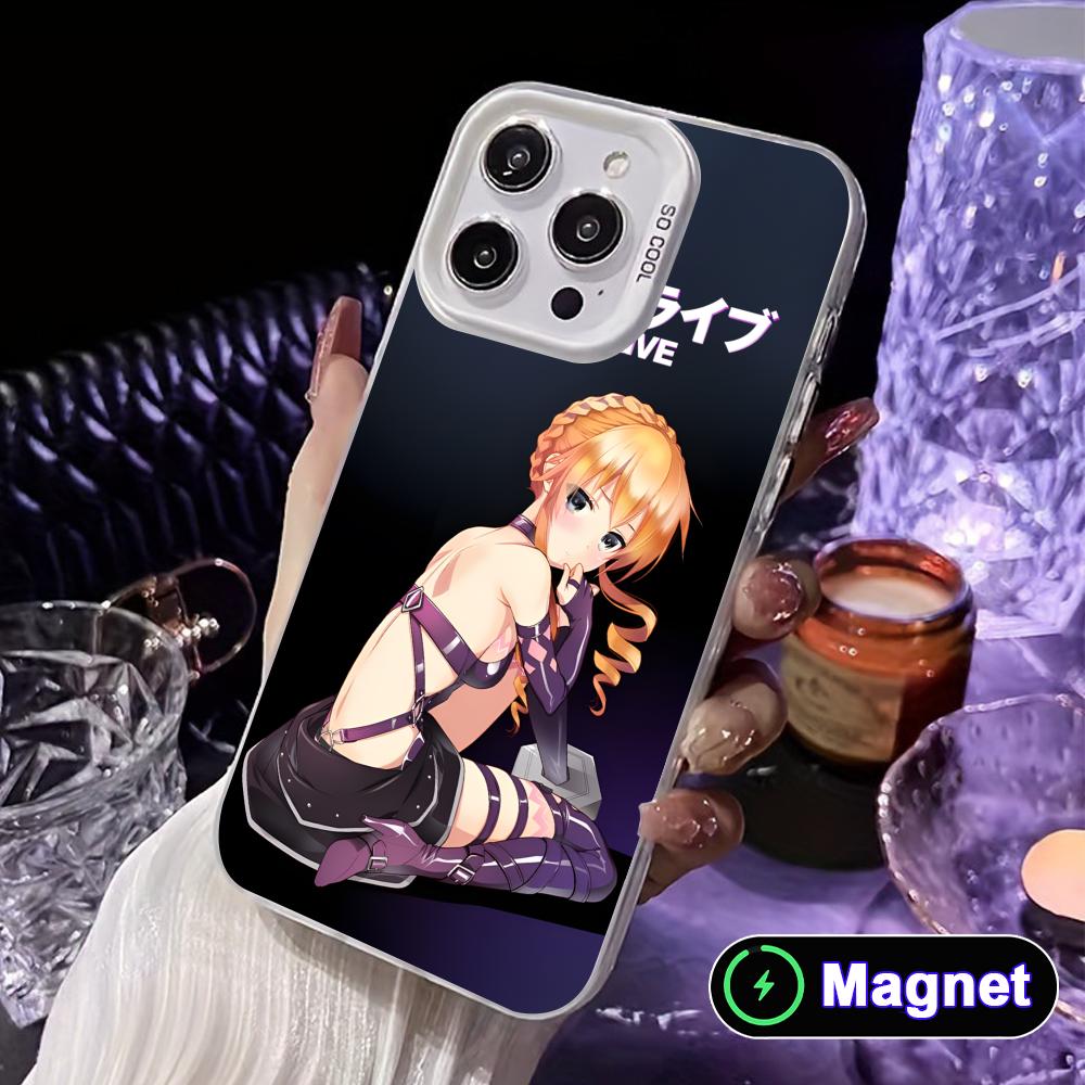 Date a Live Yamai Kaguya White Translucent MagSafe Mobile Phone Case for iPhone 17 16 15 14 13 12 11 X XR XS Air Pro Max Plus