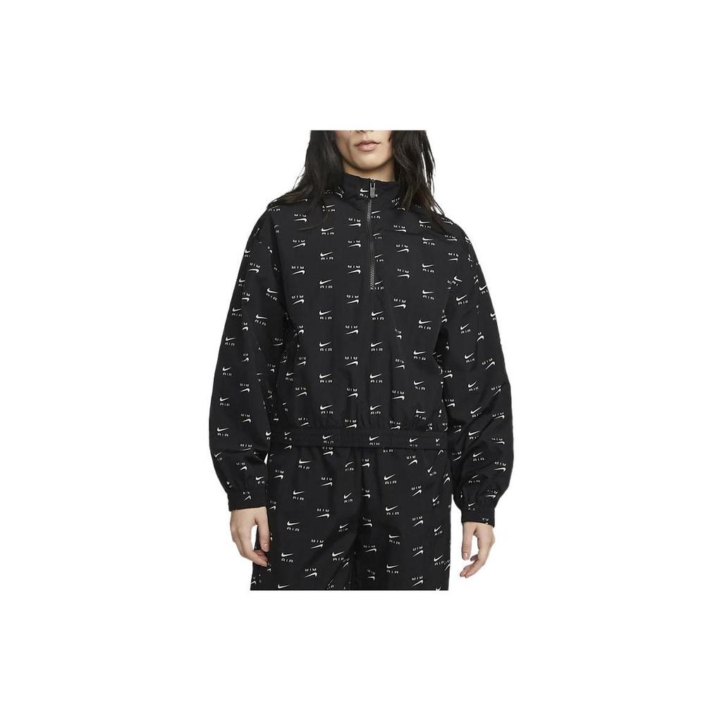 Nike Allover-Logo-Print Lässige Zip-Jacke Damenjacken Schwarz DV8067-010