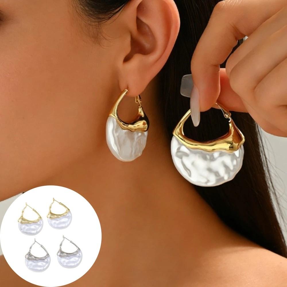 Irregular Shape Retro Faux Pearl Earrings Light Luxury Earrings For Women Wedding Gifts