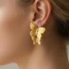 Chic Geometric Butterfly Texture Gold-Plated Stainless Steel Earrings