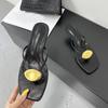 Fashion Fashion Metal Women Low Heel Slides Slippers New In Summer Beach Female Flip Flops Sandals Ladies Heeled Slippers Shoes Pumps