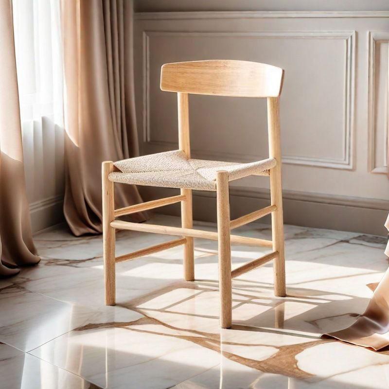 Wooden Dining Chair Retro Straw Rope Weaving Chairs Creative Portable Interior Furniture Dining Chair Simple Art Design Chairs