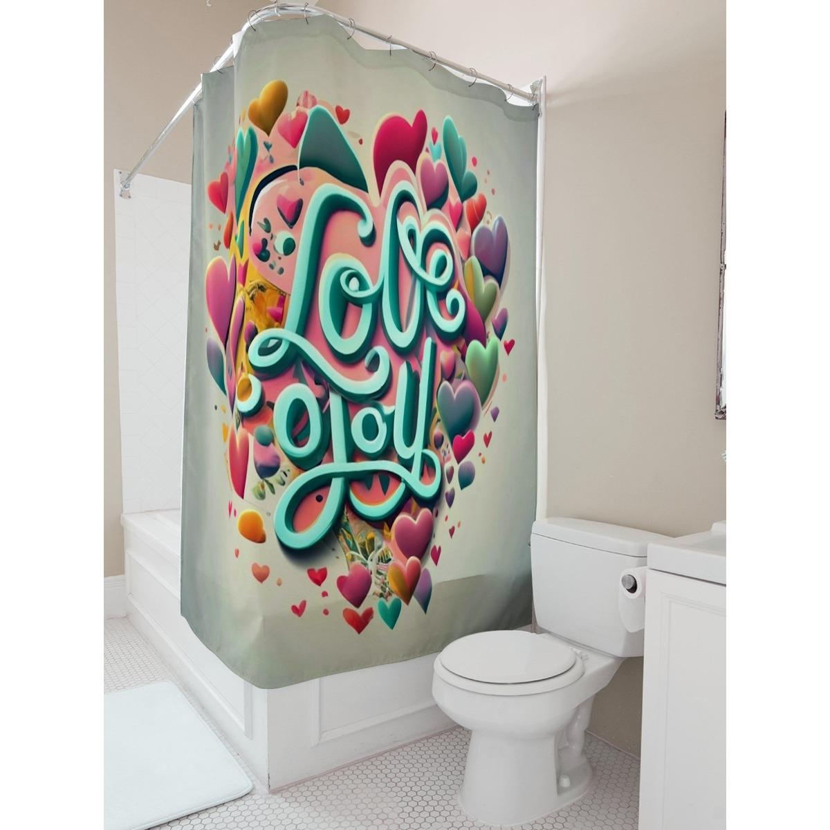 

Love & Joy Colorful Heart Print Shower Curtain For Bathroom Decoration W60H190(CM)-1 Pcs