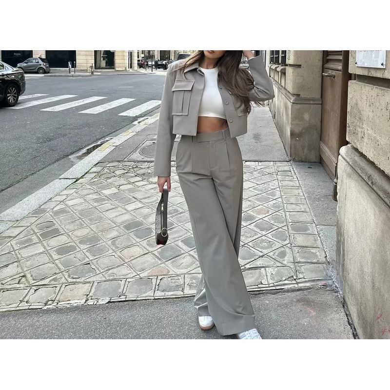 Spring New Fashion Tooling Style Short Jacket 67064071 Elegant High Waist Casual Trousers