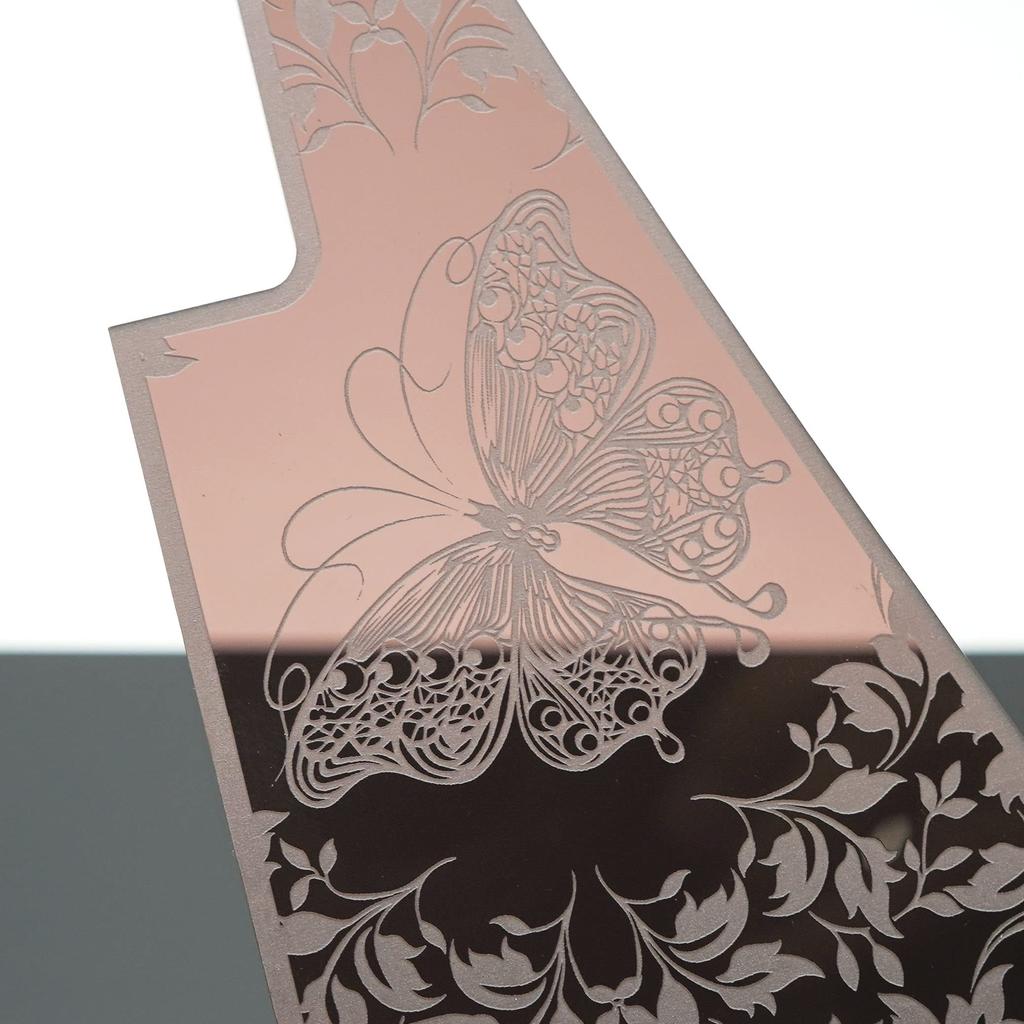 SCORELAY PICKS Clear Pickguard for Les Paul [Butterfly Engraving] Sepia Transparent