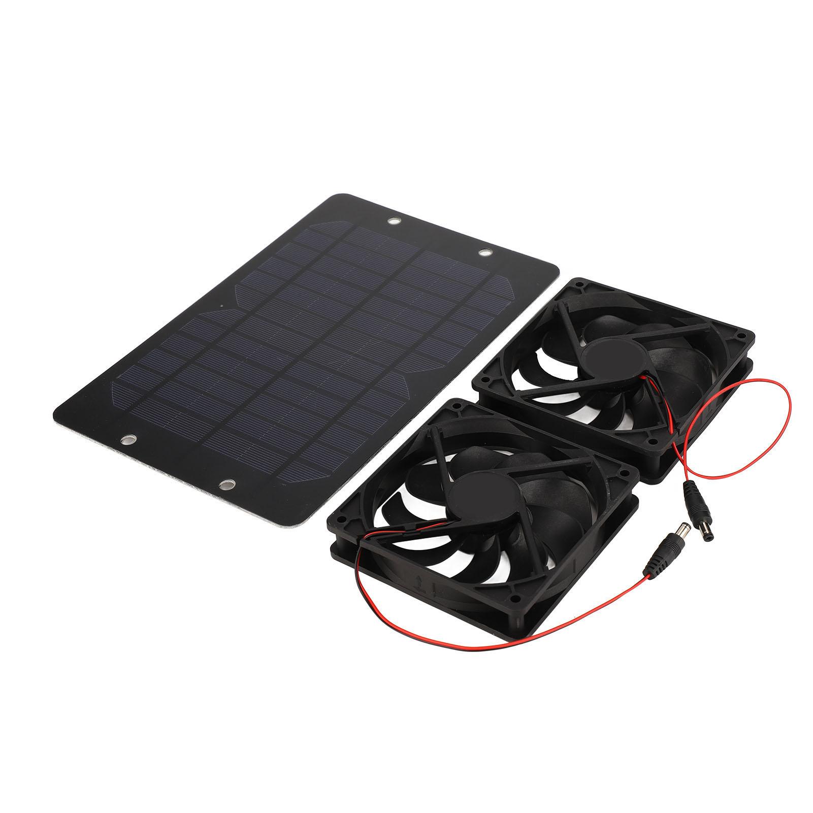 

Solar Panel Powered Dual Fan Silicon Plastic 10W 12V 2A Outdoor Portable for Chicken House Greenhouse RV Car