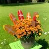 Thanksgiving Turkey Planter Stakes Hand-Painted Wooden Garden Decor for Pots Flower Beds Autumn Fall Harvest Decoration